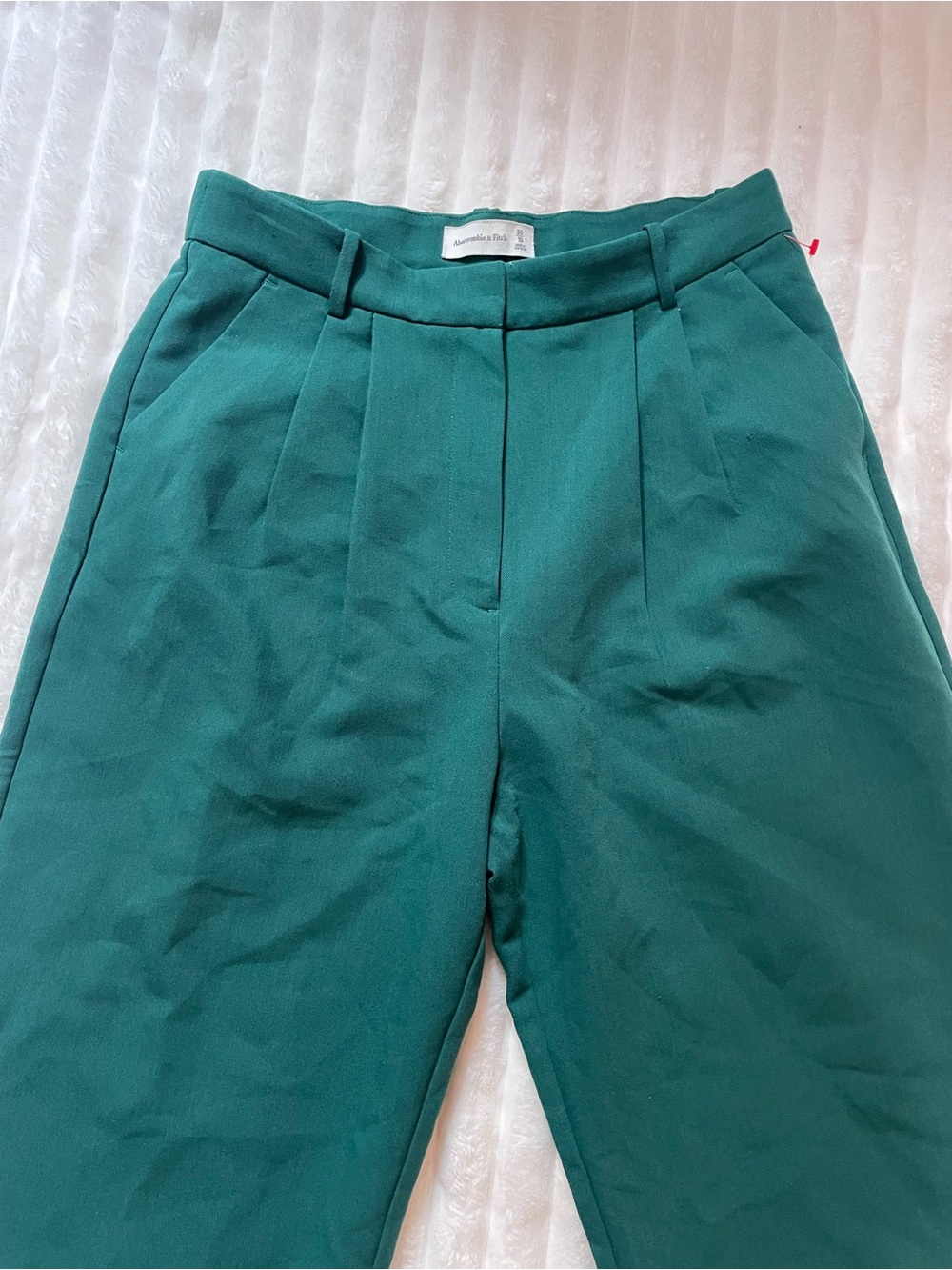 Abercrombie & Fitch Wide-Leg High-Rise Pants in Forest Green - Picture 4 of 16
